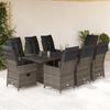VidaXL 9-piece Garden Dining Set Grey Cushions Wicker 3276745