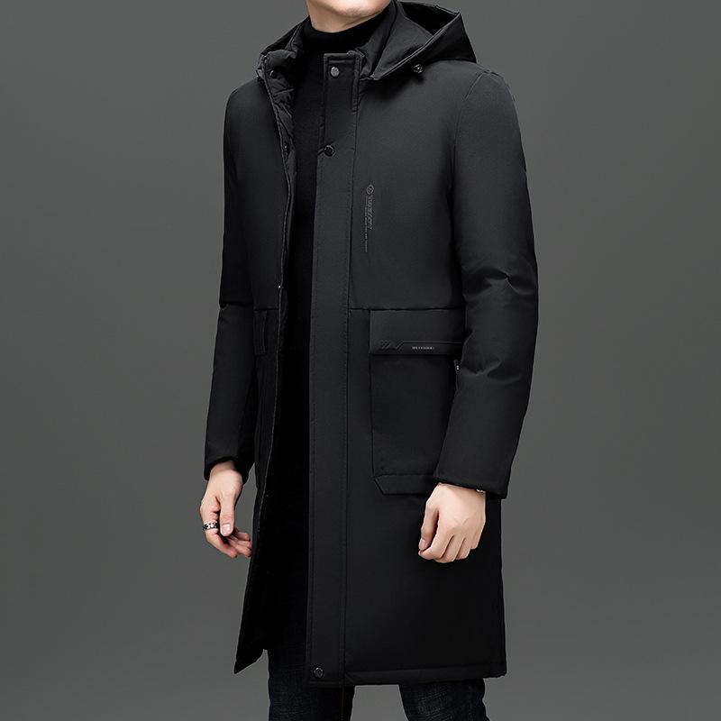 Стильная мужская хлопковая куртка свободного кроя 2024 года на зиму со съемным капюшоном - Корейская мода XL