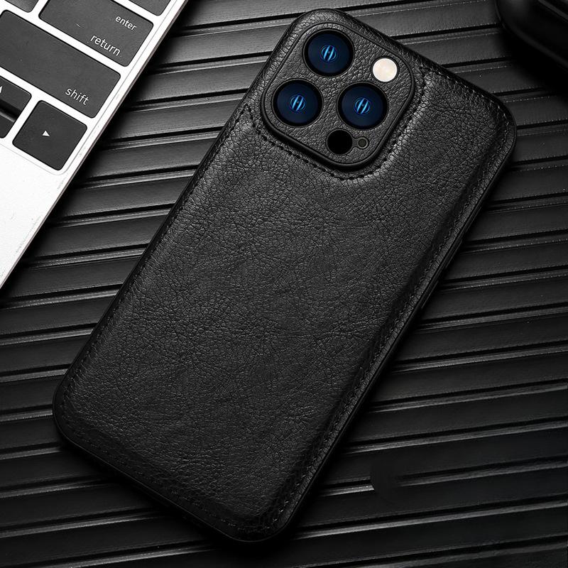 Suitable for Apple 15promax Phone Case Leather IPhone13 Full Cover 14/11 Missing Label 12 Business Leather Case