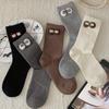 Women's Autumn and Winter Leisure Is Simple and Pure Color Small Flower Cloth Label Bow In The Tube Pile Socks