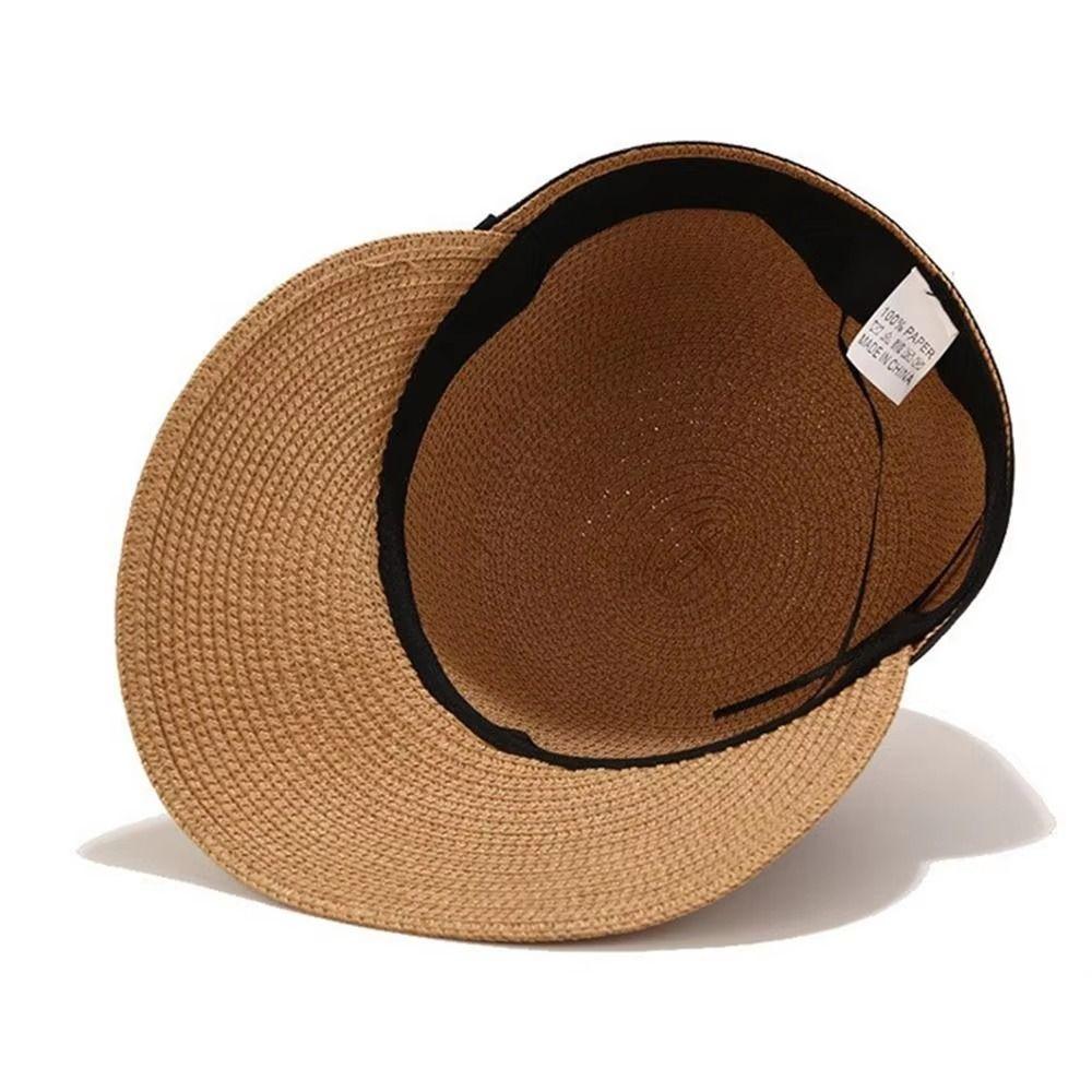 Breitkrempiger Gewebter Strohhut Atmungsaktive UV-Schutzmütze Elegante Baseball-Strohhüte Freizeitkleidung