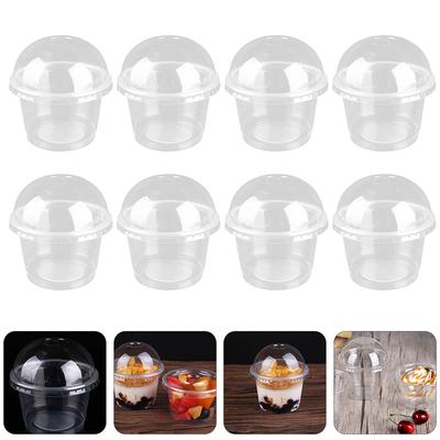 20 Stück Dessertbecher mit Deckel Klare Salatbecher Einwegkunststoff Transparent Joghurt Parfait Deckel Küche Essen Bar