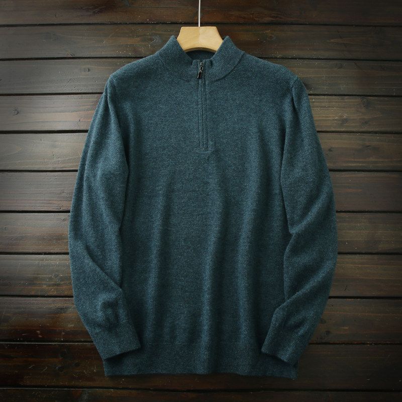 Great Product! 100/100% Wool! Foreign Trade Tail Goods Men's Autumn and Winter Clothing Warm Half Zipper Knit Sweater