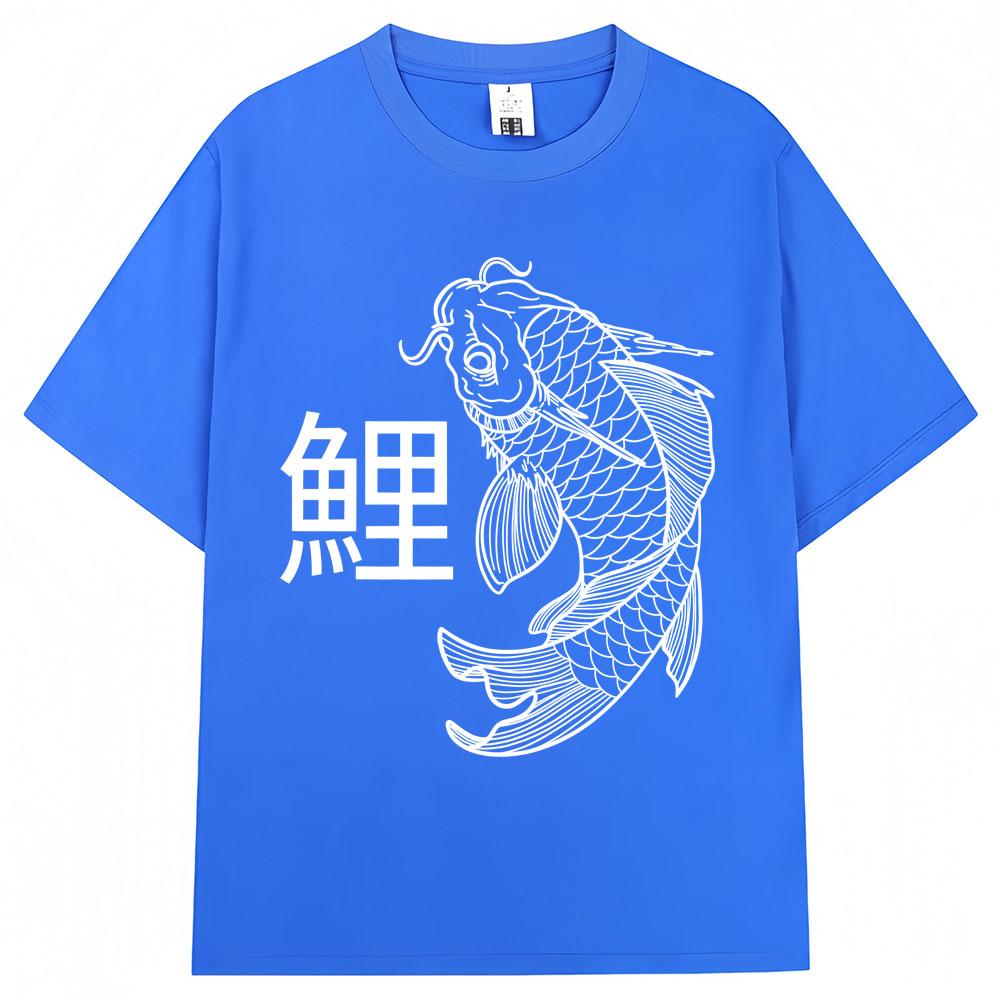 Japanese Style Koi Sign Graphic Tshirts Men Women Fashion Classic Y2k Short Sleeve Oversized Cotton Casual T Shirts Streetwear