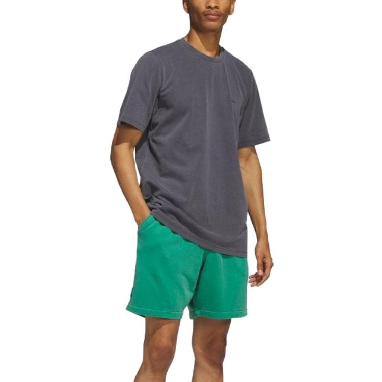 Adidas Originals Clover Solid Color Elastic Waist Straight Leg Casual Shorts Men Bottoms Green HS3030