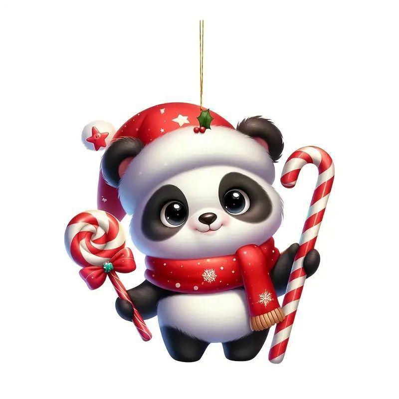 

Игривый мультяшный акриловый аксессуар для автомобиля в виде панды для веселых рождественских украшений для дома