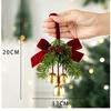 Christmas Ornament Velvet Bow Pinecone Pine Branch Hanging Pendant Xmas Tree Decor Vintage Metal Bells Home Party Decor
