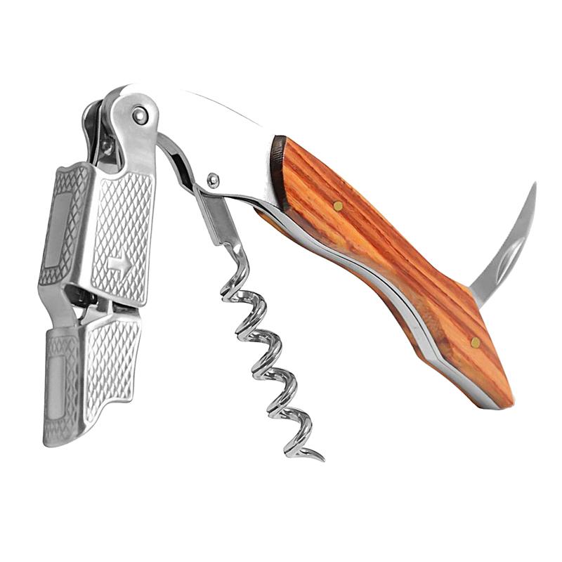 LMETJMA Professional Wine Opener Waiters Corkscrew Wine And Beer Bottle Opene With a Comfortable Rosewood Handle KC0316 коричневый