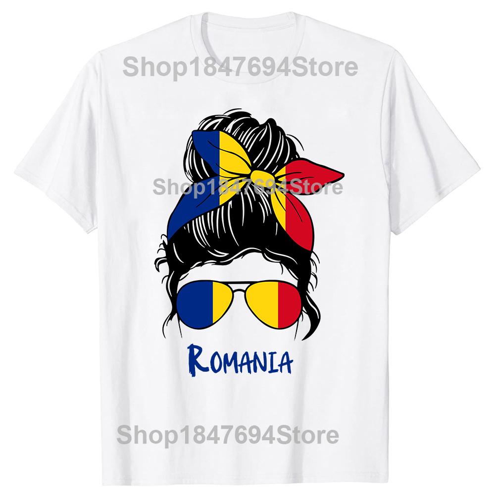 Romania Romanian Girl Woman Flag T Shirts Summer Graphic Cotton Streetwear Short Sleeve Birthday Gifts T-shirt Mens Clothing
