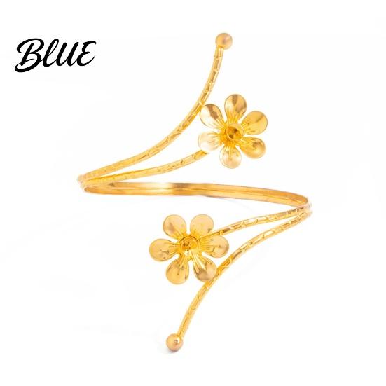 Bracciale Floreale Stile Vacanza Bracciale Metallico Tridimensionale Design Floreale Regolabile