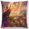 Home Decor Rustic Oil Painting Cushion Cover Beautiful Landscape Castle Lighthouse Sofa Pillow  Bedroom
