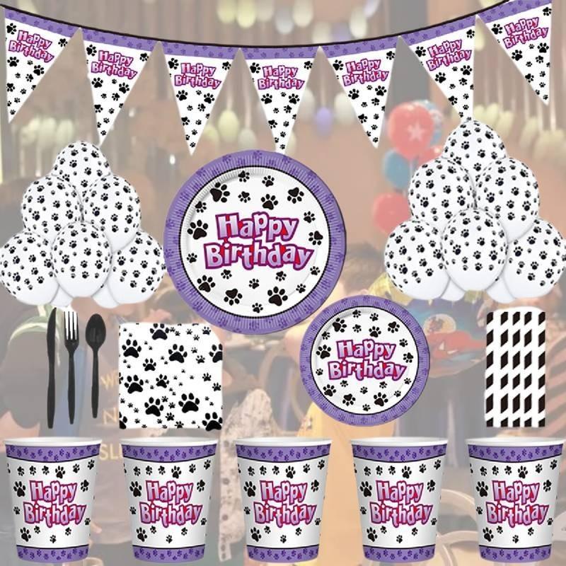 Puppy Dog Paws Party Supplies Tableware Plates Cups Tablecloth Banner Birthday