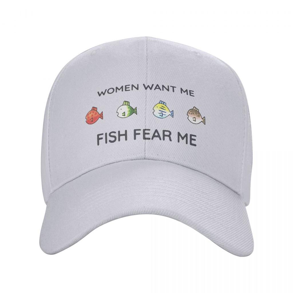 Women Want Me Fish Fear Me Print Fishing Baseball Caps Snapback Men Women Hats Casual Cap Sports Baseball Hat Casquette