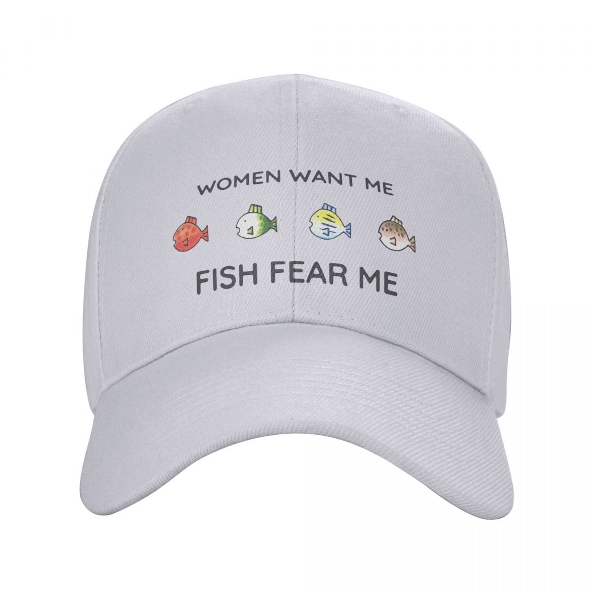 

Women Want Me Fish Fear Me Print Fishing Baseball Caps Snapback Men Women Hats Casual Cap Sports Baseball Hat Casquette One Size
