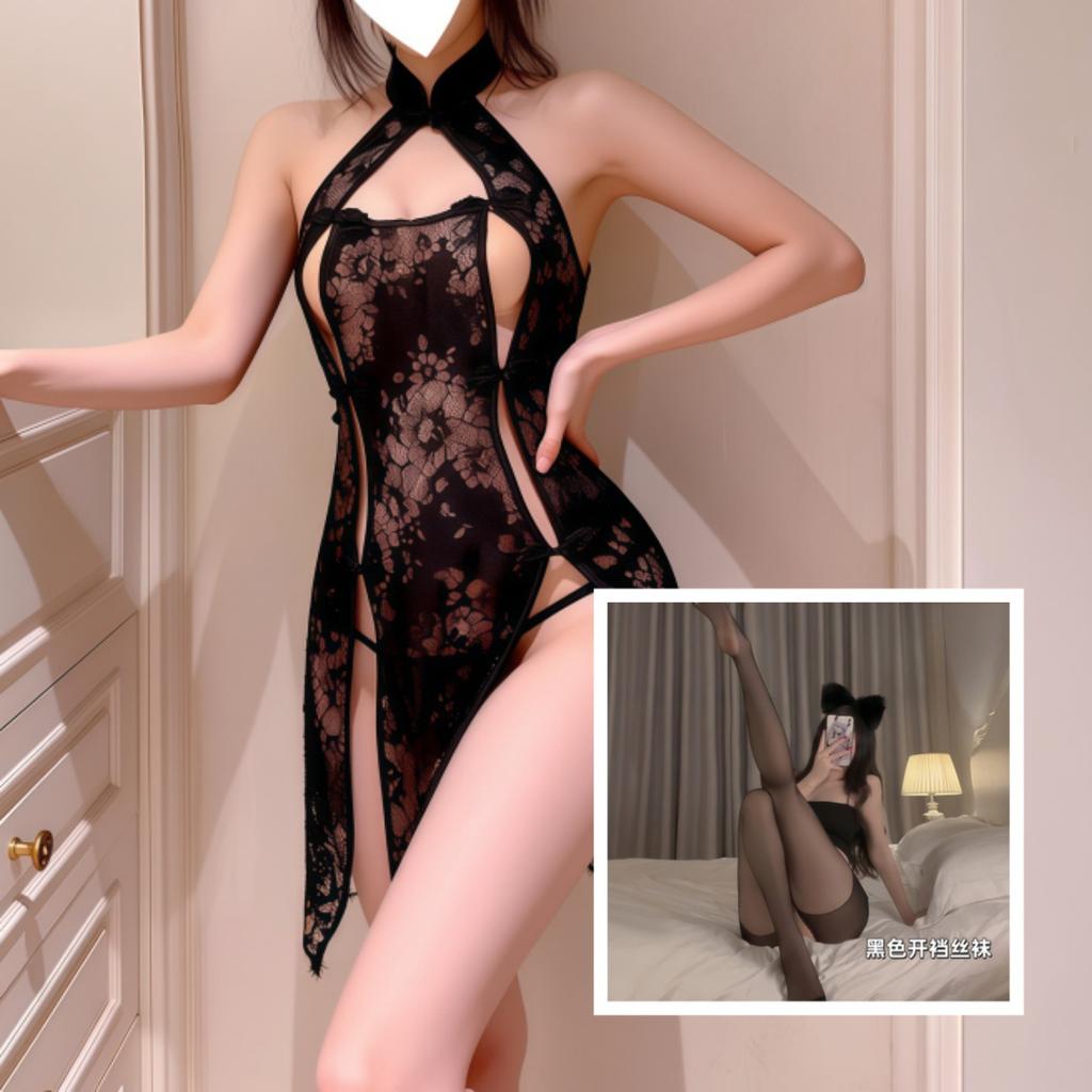 Sex lingerie sexy free temptation cheongsam hot cosplay uniform pure desire wind see-through nightdress