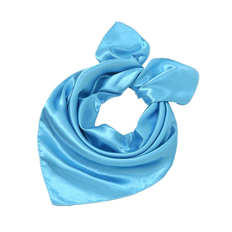 Fashion Satin Silk Square Scarf For Muslim Women Solid Color Soft Bandana Ladies Headband Casual Scarves 60*60Cm