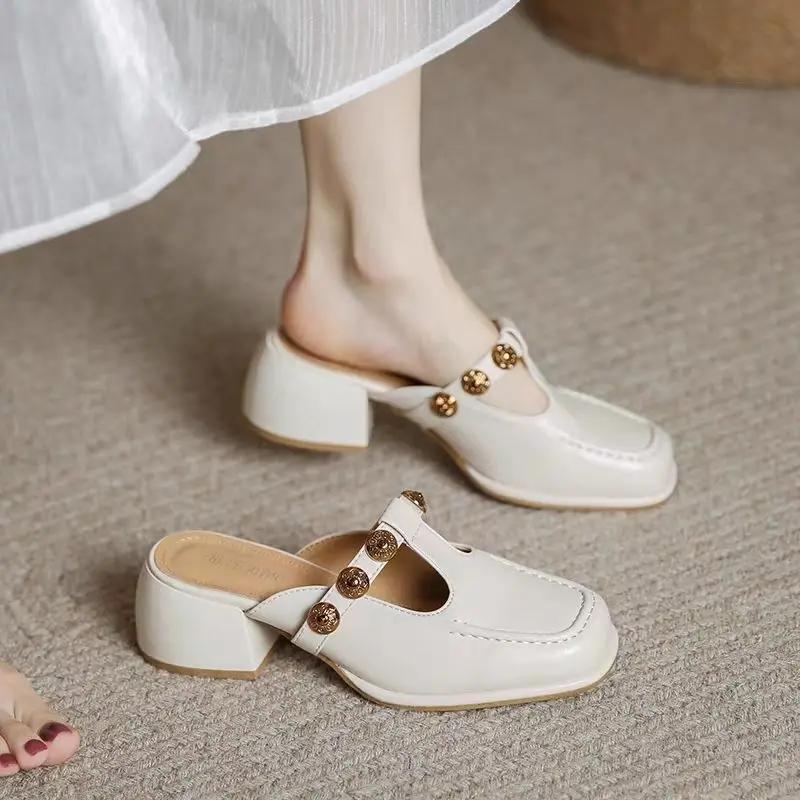 Shoes Mules Women's Slippers And Ladies Sandals Casual Slides Korea Style Waterproof Shoe Novelties Sale On Promotion Summer