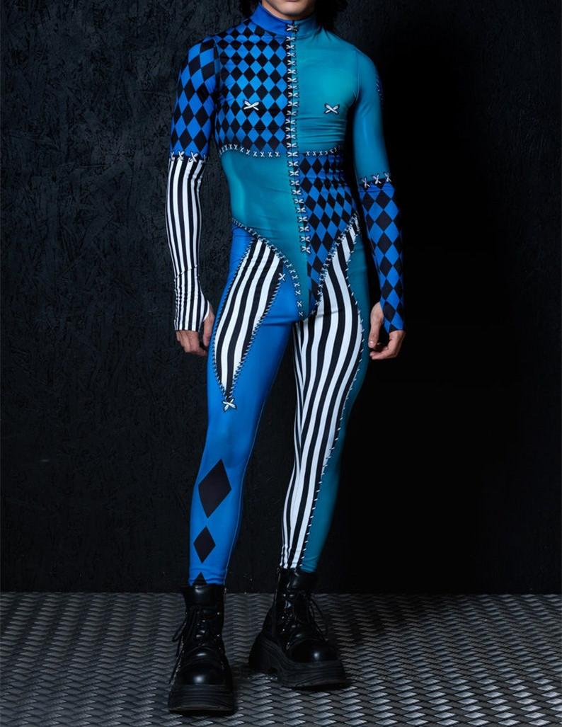 

Колготки на Хэллоуин с 3D-цифровой печатью для взрослых, цельный костюм для косплея, мужской сценический комбинезон для танцевальной вечеринки M