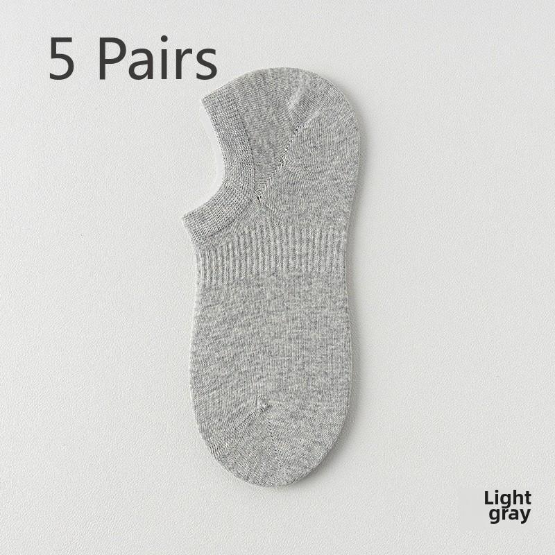 5 Pairs of Women's Summer Thin Mesh Breathable Pure Cotton Boneless Heel Shallow Mouth Invisible Socks