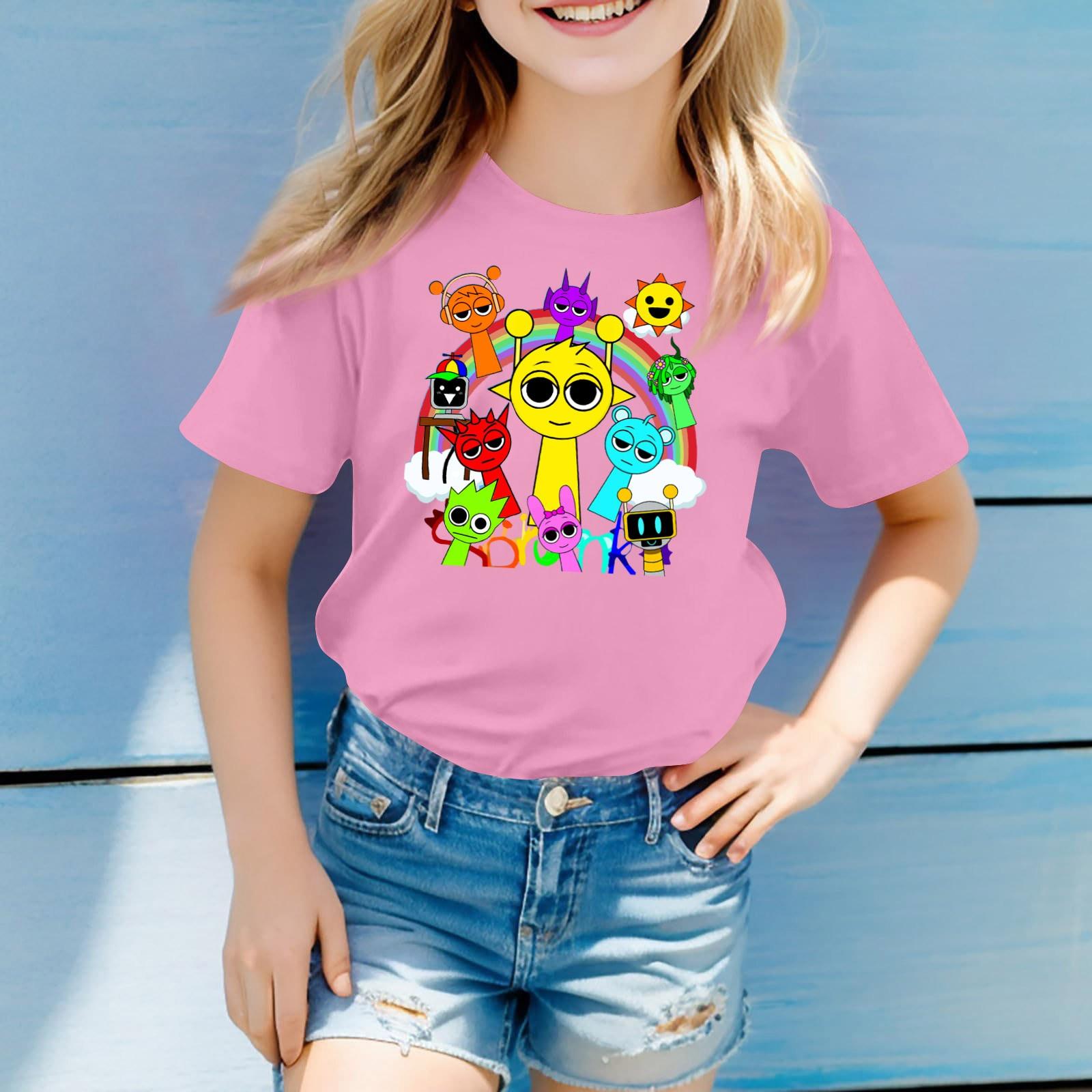 

Детский топ с круглым вырезом и короткими рукавами с принтом 100 розовый