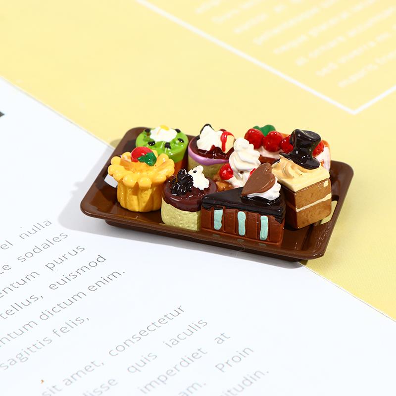 1/12 Dollhouse Miniature 1Tray+8 Cakes Model Kitchen Toys