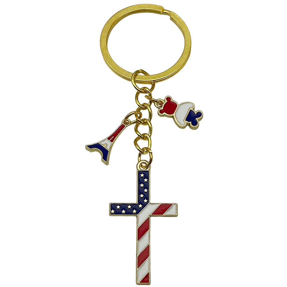 Independence Day Flag Heart & Star Earrings Keychain Pendant