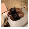 Sheepskin Version~ Grape Mother Has the Same Thick-bottomed Fluffy Slippers for Women's Winter Wear 2025 New Open-toed One-word Cool Slippers