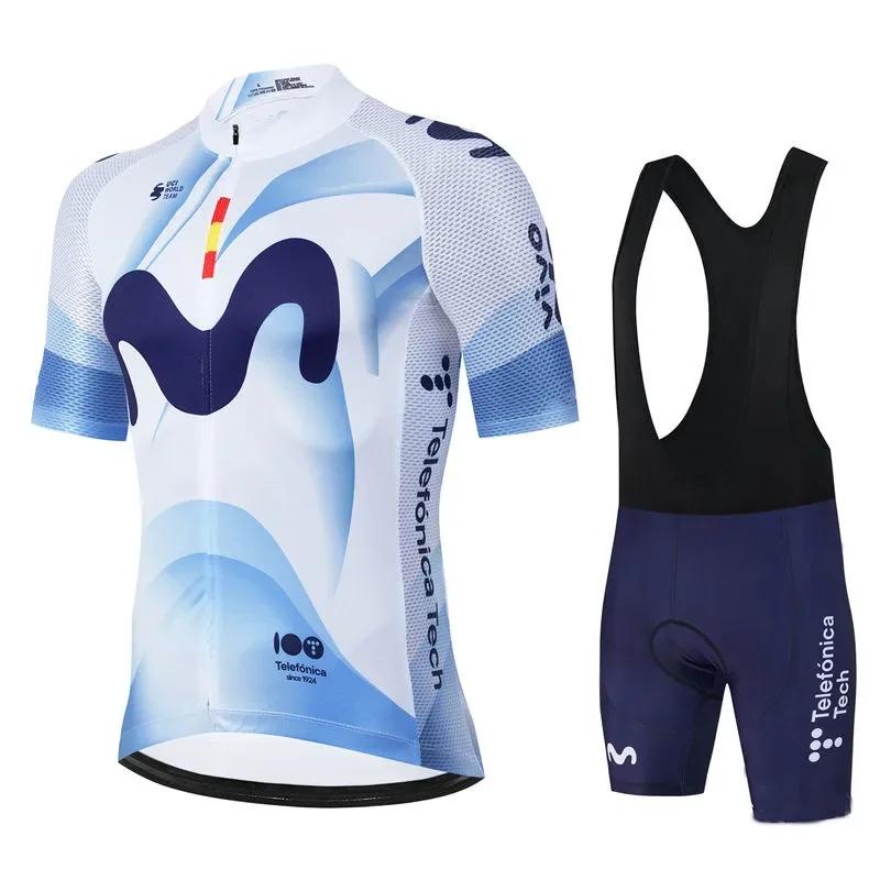 Movistar Pro Team Summer Cycling Jersey Suit Men's Breathable Mountain Bicycle Clothing Set Bike Mountain Maillot Ropa Ciclismo