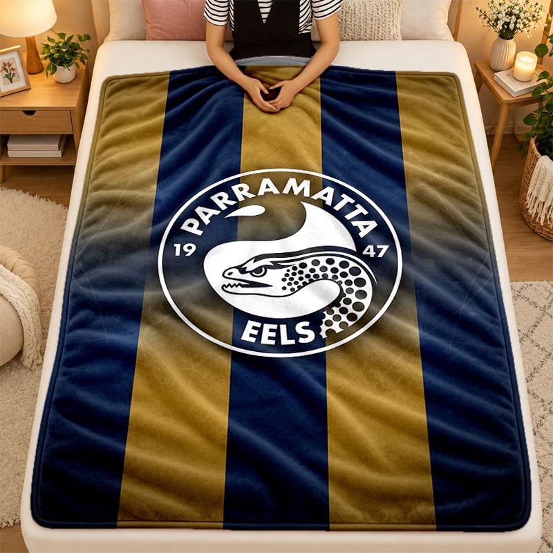 Flannel BlanketParramatta Eels Warm Soft Throw Blanket for Indoor Sofa Bed Living Room Use