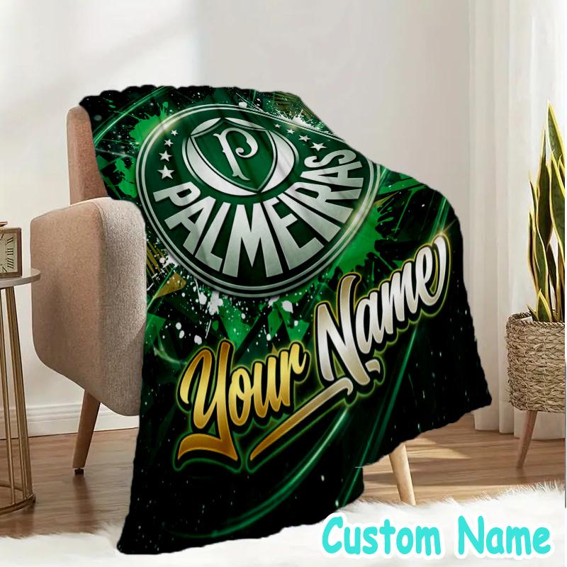 Custom Name Sociedade Esportiva Palmeiras Throw Blanket - Perfect for Couch, Bed, Office, and outdoor Travel - Ideal Gift for Christmas & Holidays