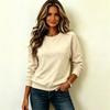 Women's Fashion Long Sleeve Pullover Sweatshirt Crew Neck Solid Color Casual Lightweight Soft Fabric Top for Everyday Wear
