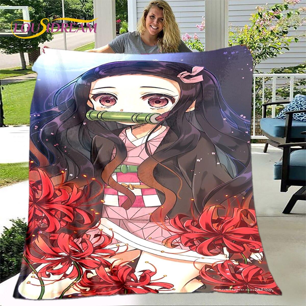 

Одеяло с рисунком аниме «Убийца демонов», фланелевое одеяло, теплое детское одеяло из шерпа для гостиной, спальни, кровати 100x150cm