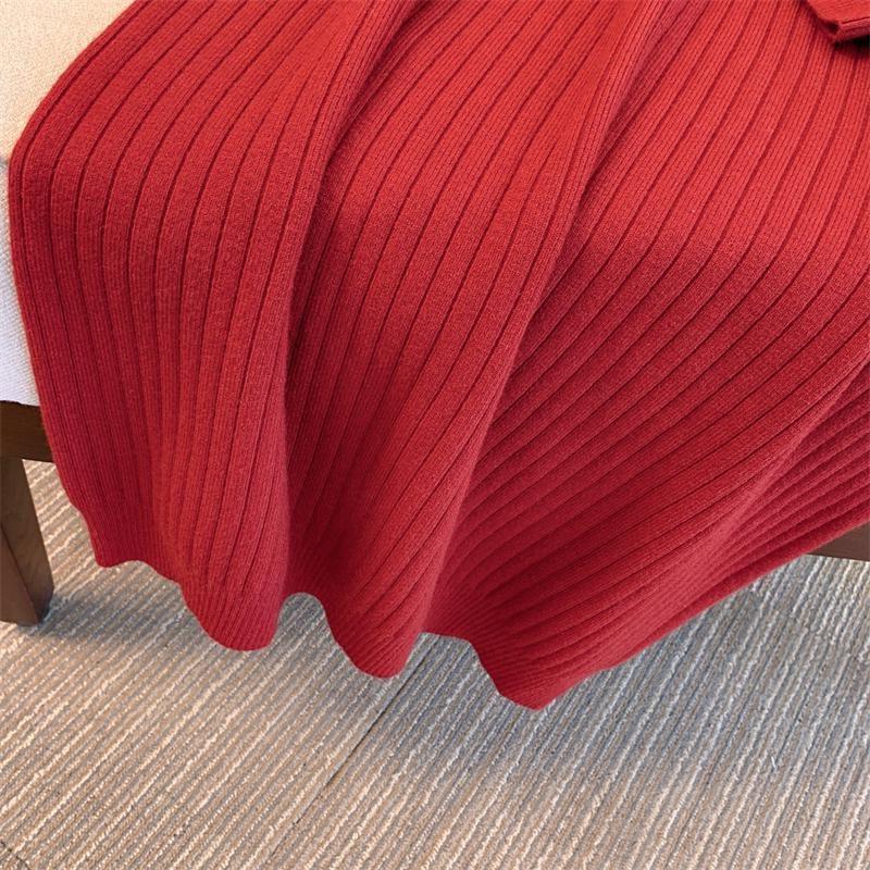 Übergröße Gestricktes V-Ausschnitt Langkleid - Koreanische Mode, Herbst/Winter, Lockere Passform, 3XL