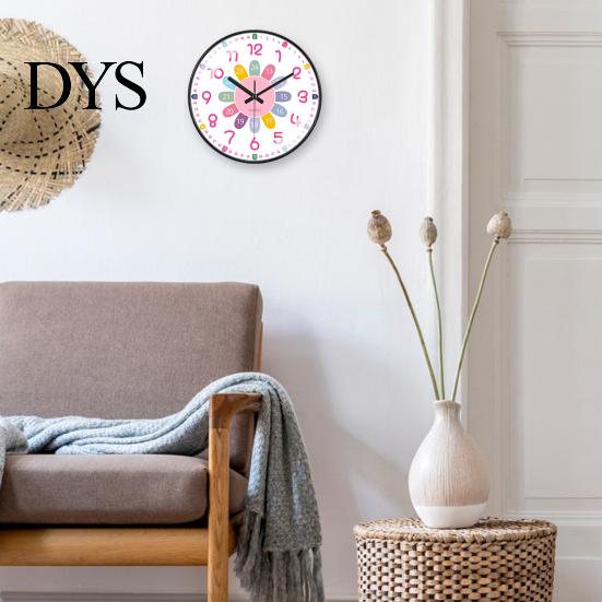 Bedroom Decor Wall Clock Colorful Silent Classroom Playroom Teach Time Child Telling Skills for Kids Room Learning to Tell