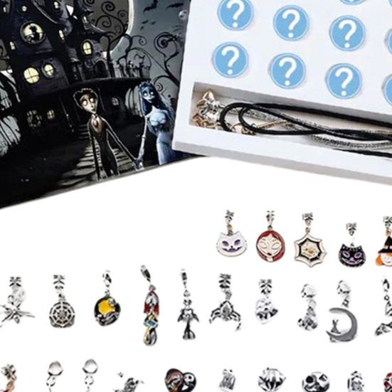 Halloweenský poklad přívěsek náramek korálek hromadná sada 2025 adventní kalendář 20 dní odpočítávání dekorace DIY sada pro výrobu šperků pro děti dospělé teenagery