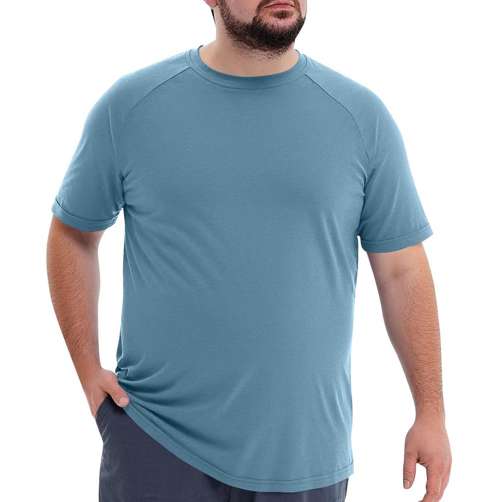 Men's Big Size Solid Color Crew Neck Short Sleeve Casual T-Shirt Lightweight Comfortable Fit Soft Fabric