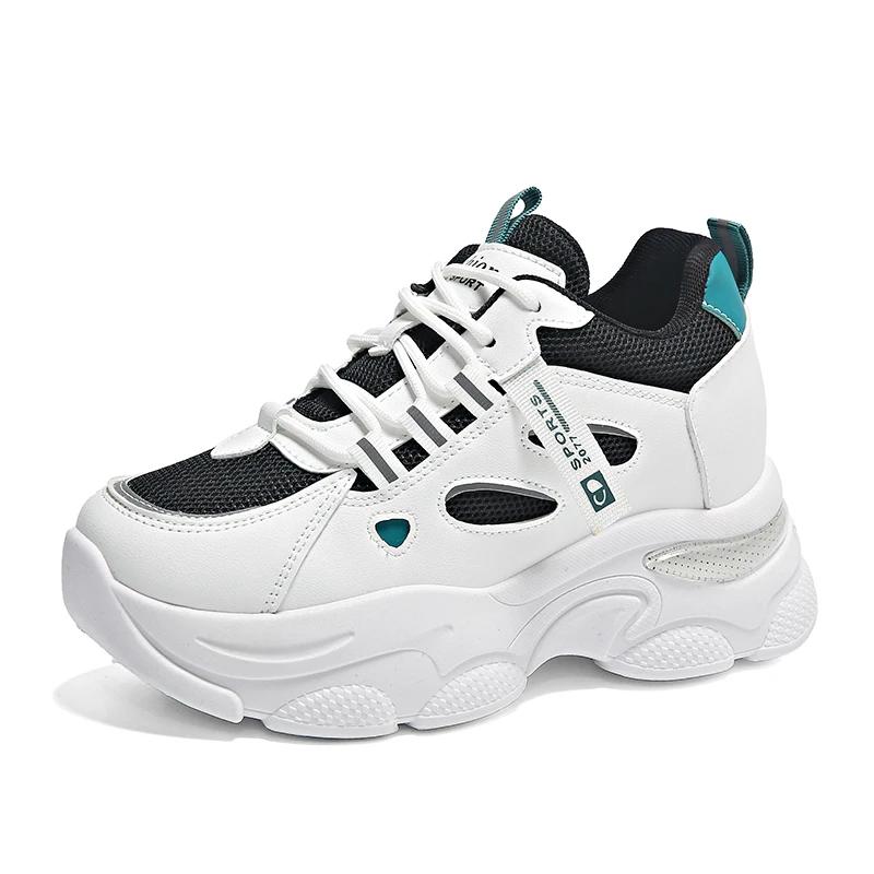 fashion Breathable Thick-soled Women's Sneakers Fashionable Lace-up Flat-soled Dad Shoes 2024 New Style Fashionable and Versatile