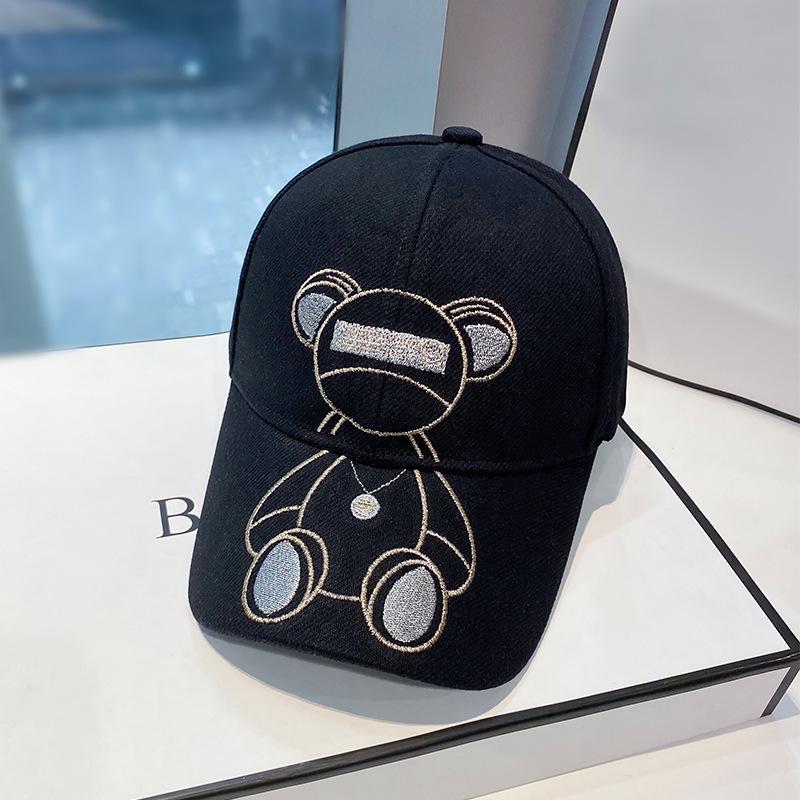 Korean Style Cute Teddy Bear Embroidery Women's Baseball Cap - Versatile Duckbill Sun Hat for Summer and Spring
