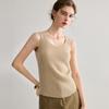 Dames 100% Kasjmier Geribbelde Slim Fit Camisole - Brede Band, Ronde Hals, Herfst/Winter Collectie