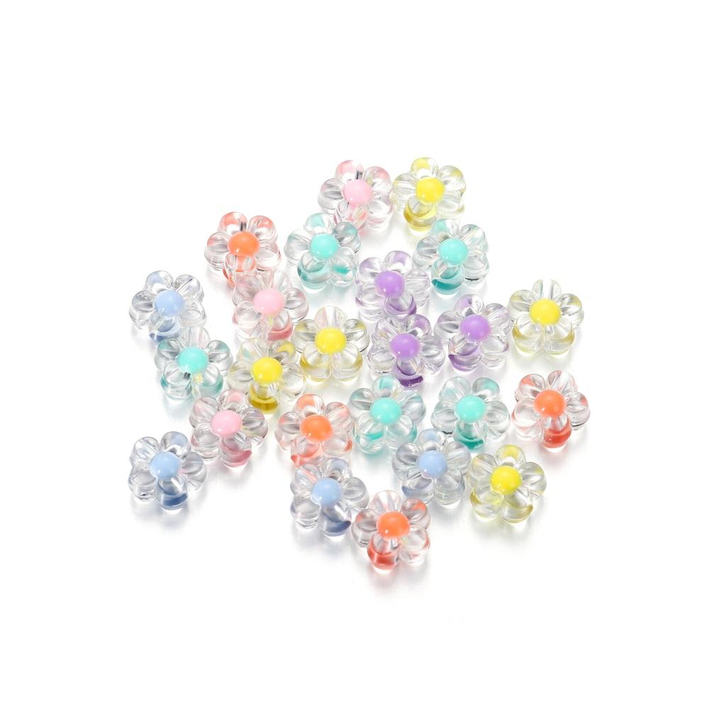 20Pcs/Pack Acrylic Spaced Beads Candy Heart Flower Shape Beads Decoration For DIY Necklace Earrings Jewelry Making Supplies