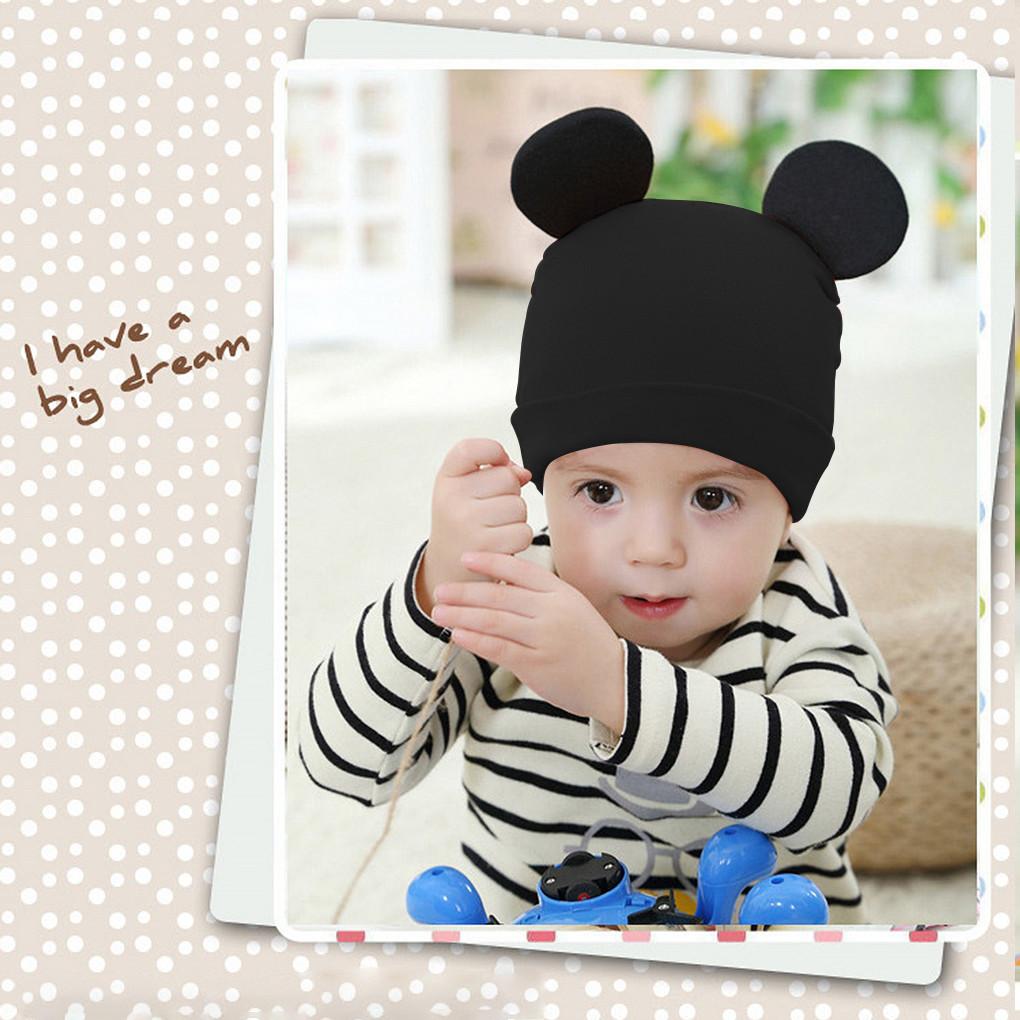 Baby Cap Cotton Unisex Baby Hat Elastic Black Ear Newborn Cap Head Scarf for Spring Autumn