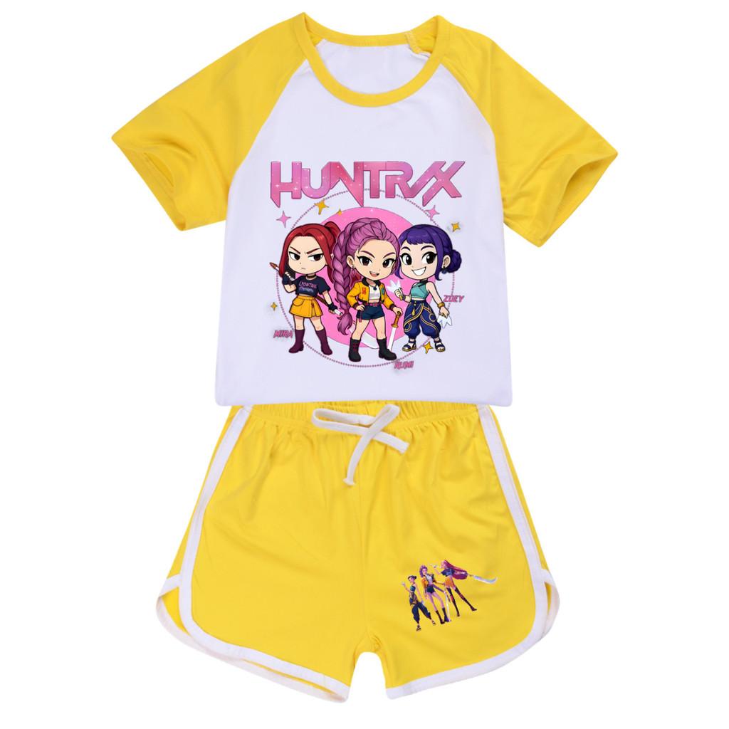 5033 Kids Girls POP Rumi Zoey Mira Print T-shirt Shorts Sport Tracksuit Clothes Set