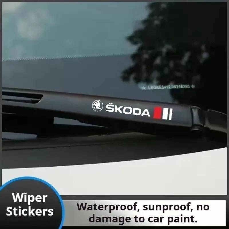 AAAJG1 2pcs Car Crystal Emblem Decals Car Window Wiper Stickers For Skoda Octavia A5 A4 Fabia Superb Rapid Mk3 Yeti Kodiaq