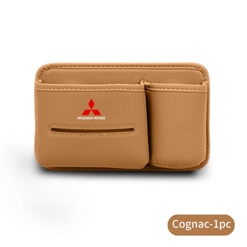 

For Mitsubishi Car Logo Seat Slot Leather Storage Tissue Box Holder Auto Decorative Accessories Outlander Lancer Cross Colt
