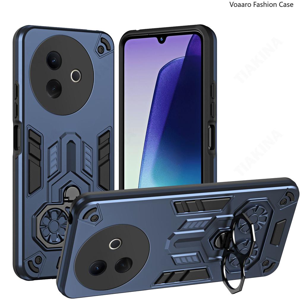 Dual Finger Ring Armor Cover for Vivo Y39 5G Case for Vivo Y39 5G Rotate Metal Bracket Kickstand Holder Case Shockproof Capa