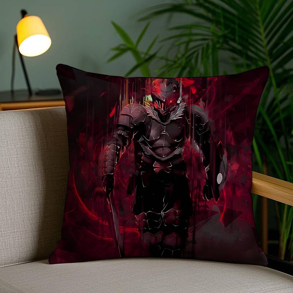 Handsome Anime Goblin Slayer-Cartoon Pillow Case Anti-dustmite Pillowcase Invisible Zipper Silky Short Plush Sofa Cushion Cover