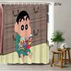 Crayon Shin-Chan Toru Kazama Animal Cosplay Peeking From Green Window Scene 2D Print Waterproof Shower Curtain, Bold Blue & Gree