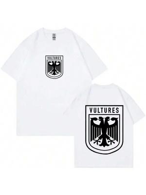 Raper Koszulka z Logo Vultures Męska Damska Hip Hop Moda Vintage Koszulki Casual Bawełniana Oversize Koszulka Streetwear