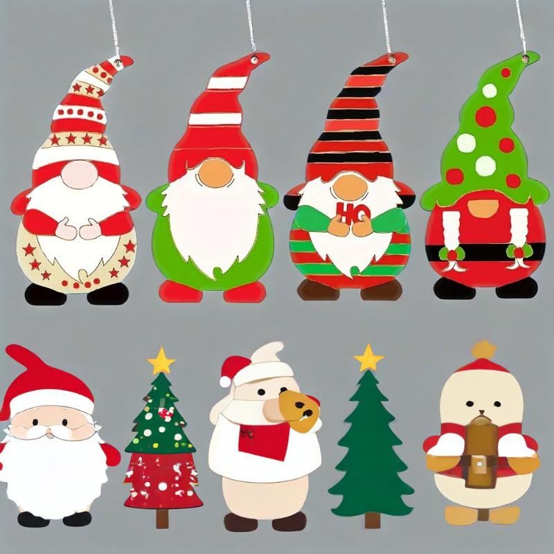 36Pcs Christmas Wooden Gnome Ornaments Unfinished Elf Cutouts DIY Craft Painting Decoration Hanging Slices for Holiday Decor