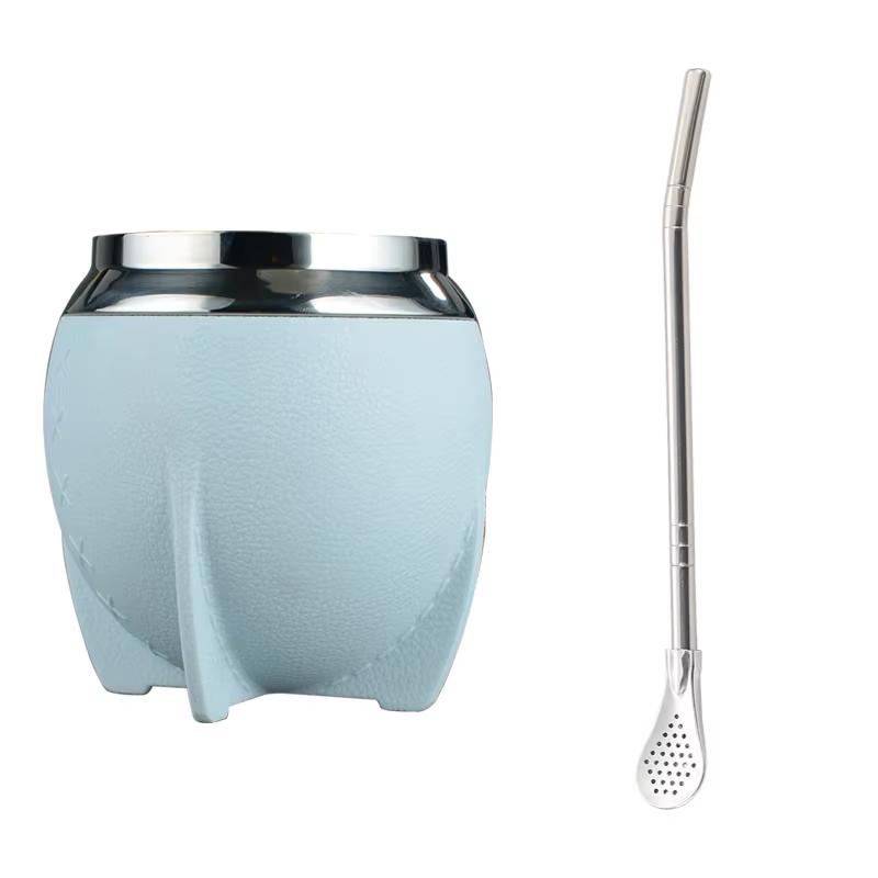 

LUSQI 1PC Yerba Mate Cup Comes With 1 Straw Portable Gift Insulation Stainless Steel Water Bottle Suitable For Indoor Family синій